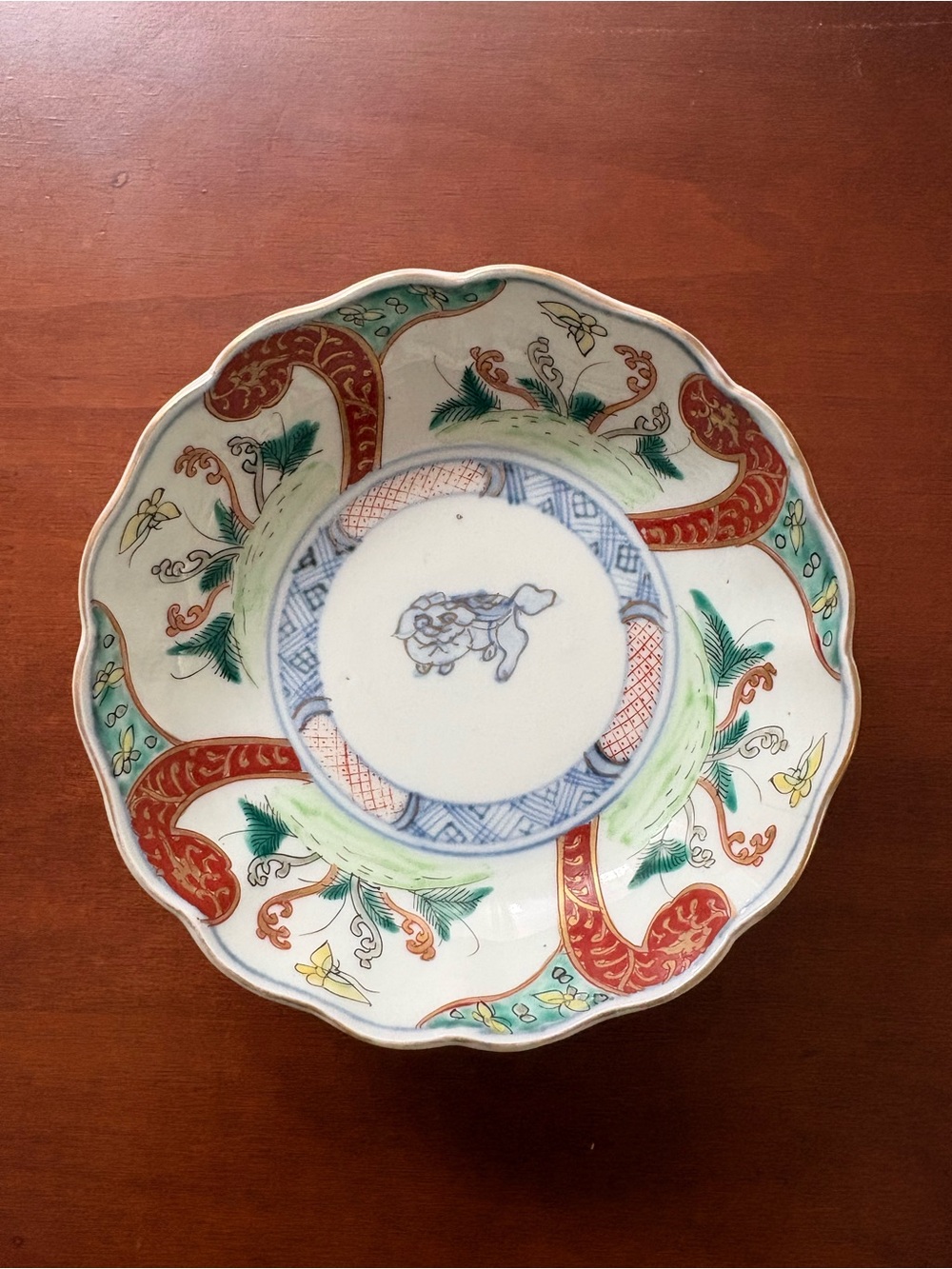 Antique Japanese Imari porcelain hand painted bowl foo dog estate collector